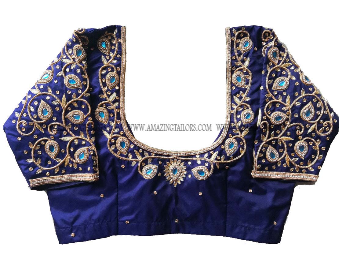 Aari Work Blouse - Bridal Blouse - Embroidery Work - Maggam Work ...