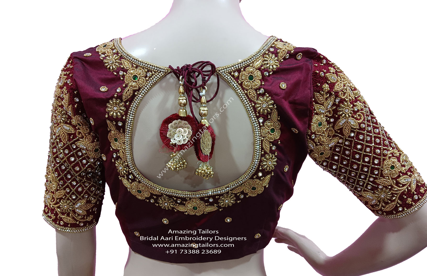 Aari Work Blouse - Bridal Blouse - Embroidery Work - Maggam Work ...